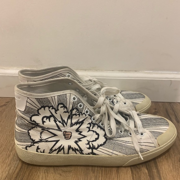 Saint Laurent Comic Print Hightop Sneakers - Picture 1 of 3